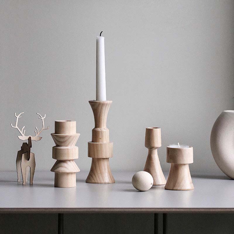 Pine kreatif North wedding wooden candlestick