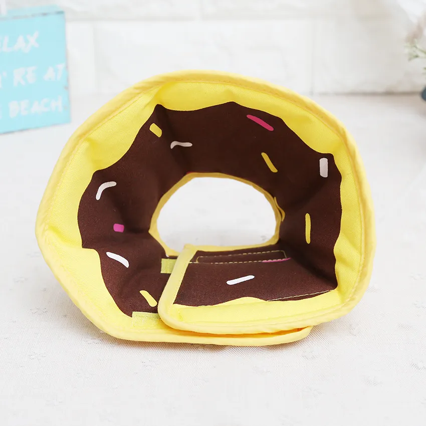 Lovely Cartoon Fruit Donut Pet Dog Collar Padded Comfortable Surgery Recovery Adjustable Elizabethan Collars For Dog - Doughnut