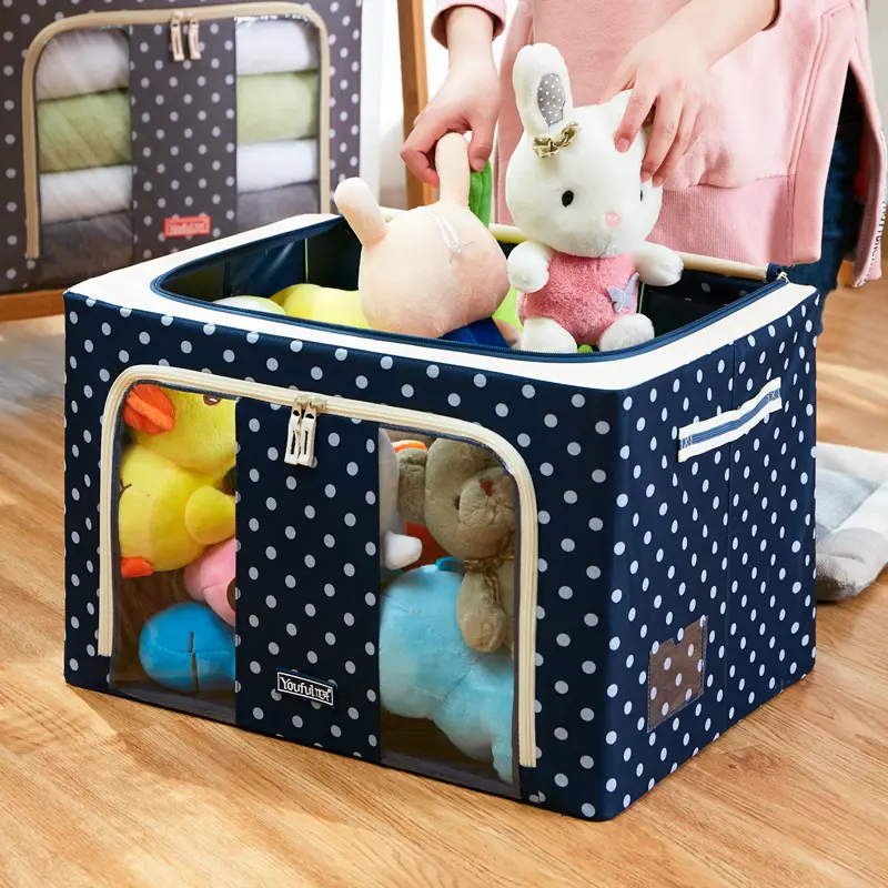 Double window fabric folding storage box