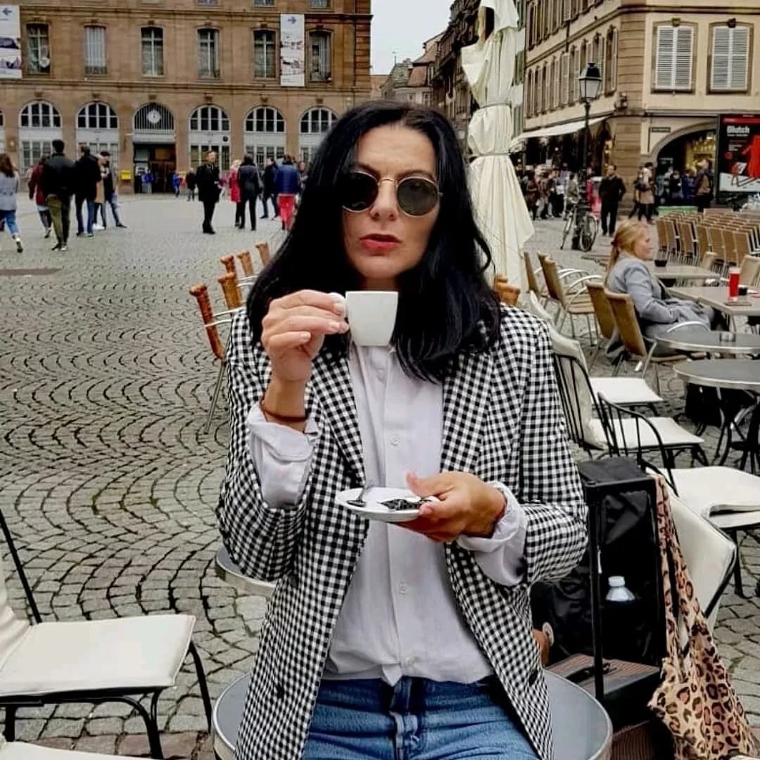 Check double-breasted trench coat