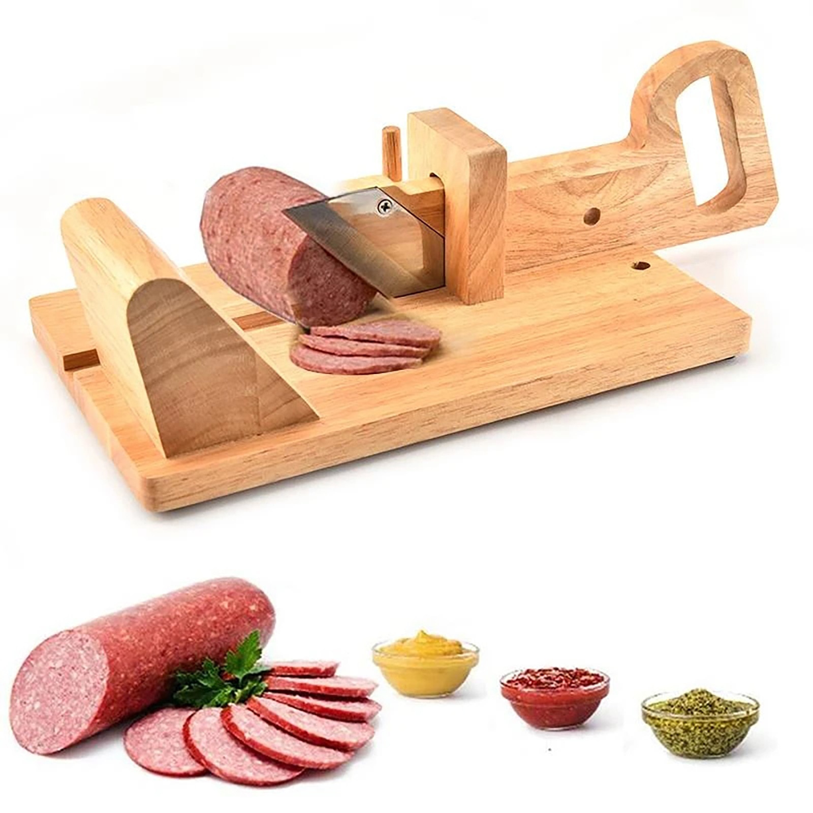 Oak push-pull hot dog cut meat slices