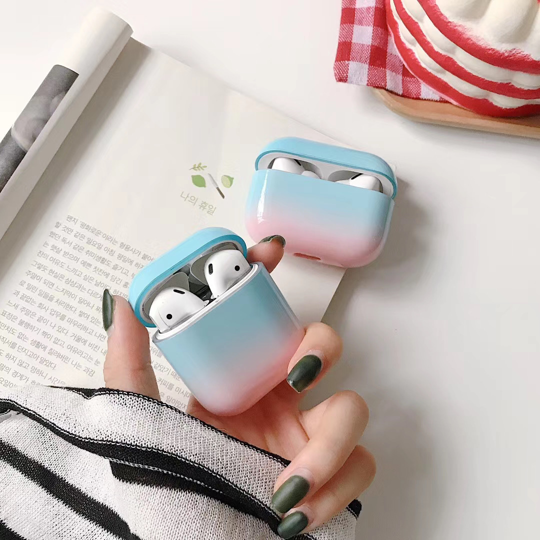 Compatible with Apple, Gradient hard shell suitable for airpods pro protective cover 2/3 generation Bluetooth Wireless contrast color earphone cover smooth surface