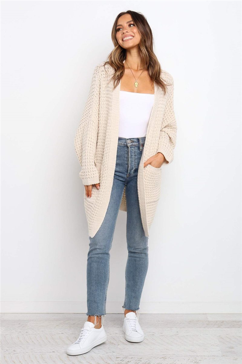 Women's solid color sweater coat