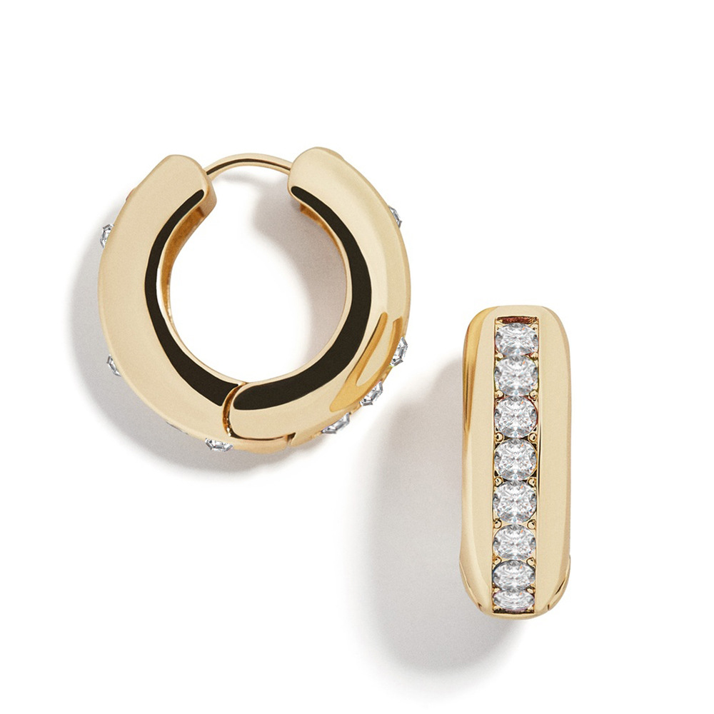 Diamond single hoop earrings