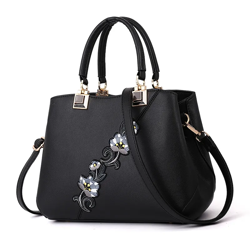 Contrasting color ladies bag handbag - Black