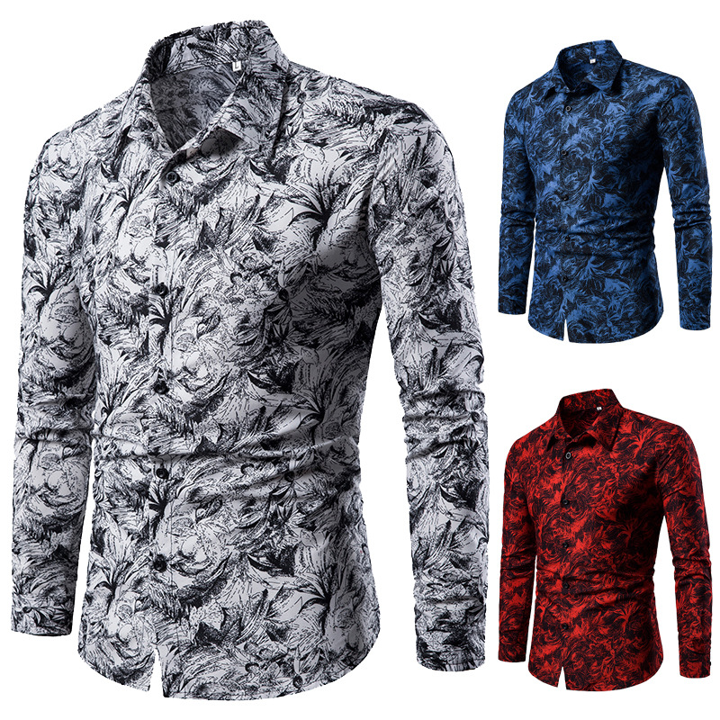 Men's long sleeve floral shirt