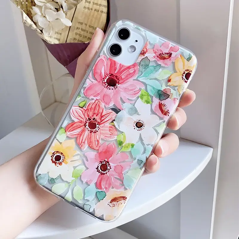 Compatible with Apple, Flower silicone phone case