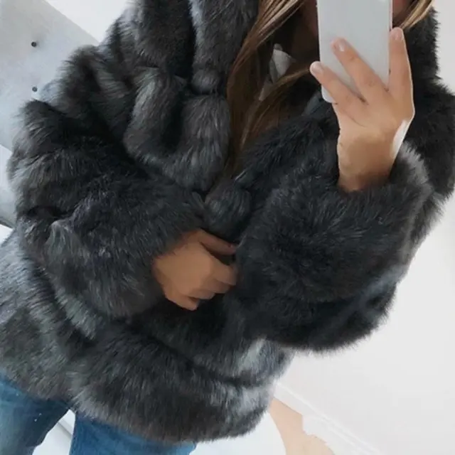 Fur fox fur hooded women's coat Dark Grey - Shop at LoveMi