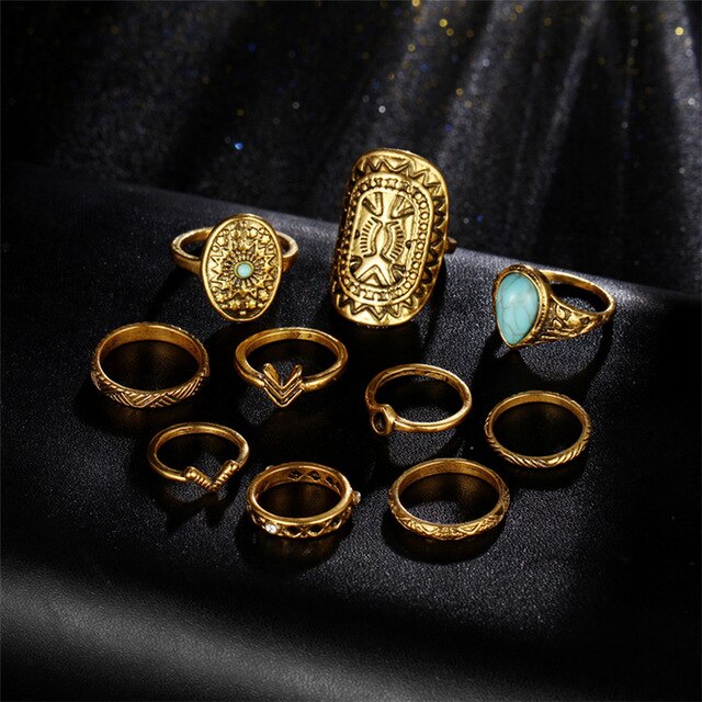 Retro ethnic exaggerated gems