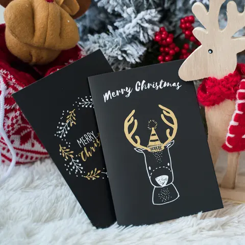 Black Folding Greeting Card