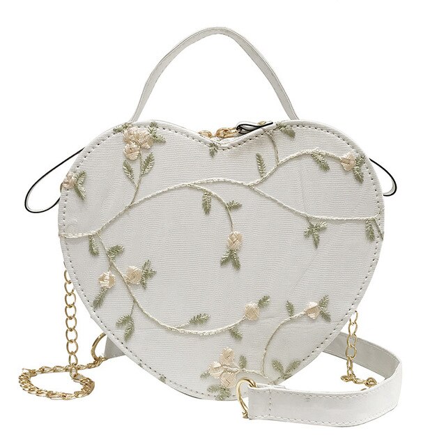 Lace peach heart lock women bag shoulder bag