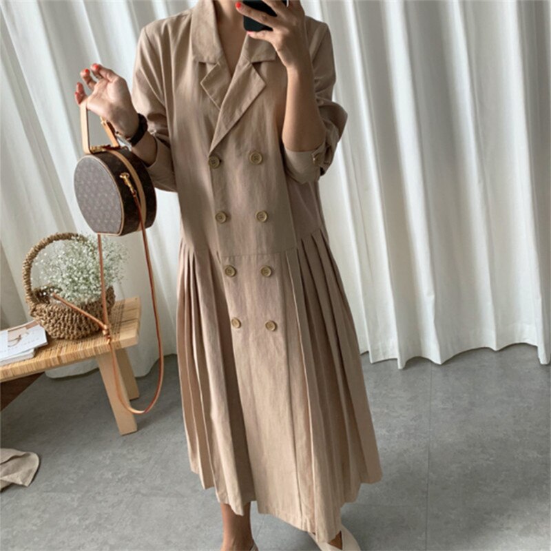 Suit double breasted pleated dress