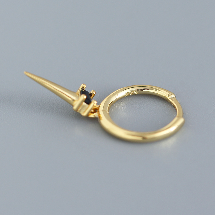 Silver Zircon Cone Hoop Huggies Earrings For Fashion Women Hiphop Fine Jewelry Geometric Accessories