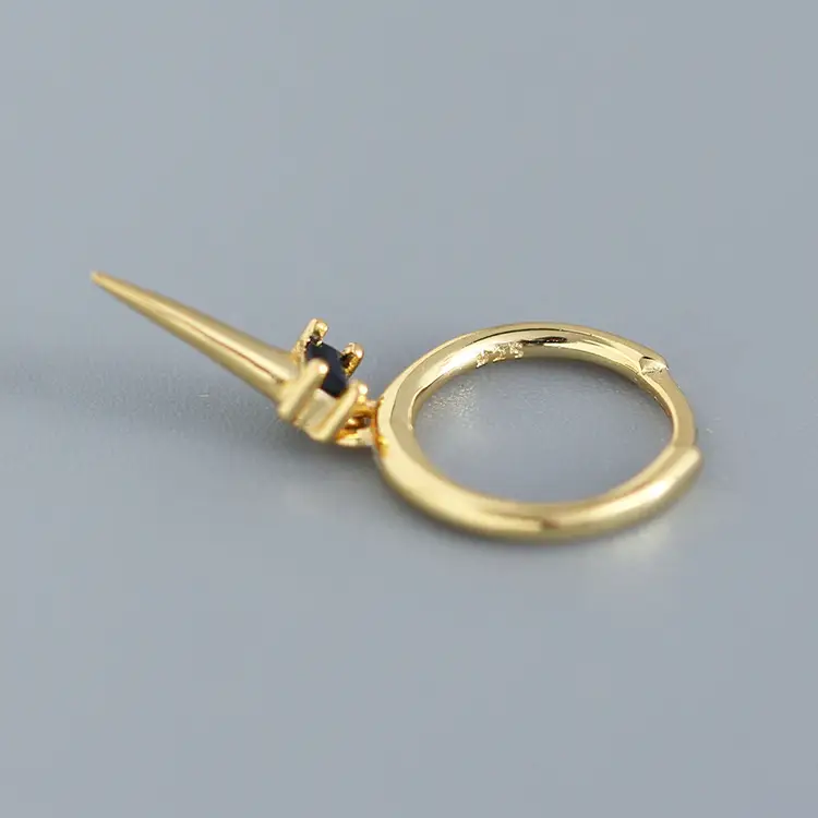 Silver Zircon Cone Hoop Huggies Earrings For Fashion Women Hiphop Fine Jewelry Geometric Accessories