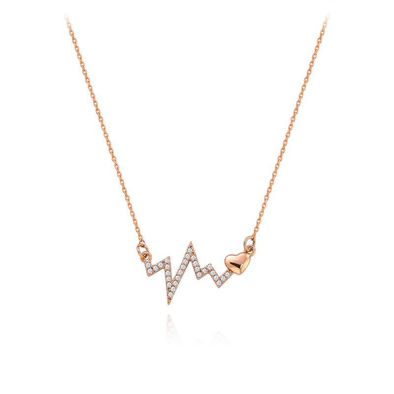 Light luxury niche beating heart zircon necklace