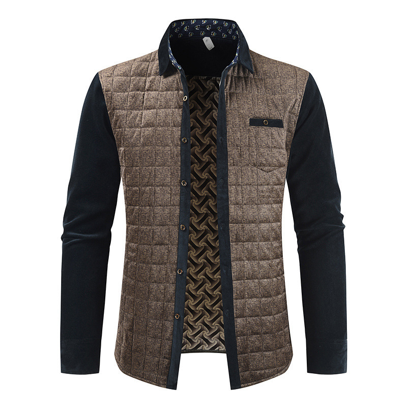 Men's color block check coat