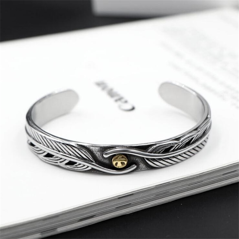 Titanium steel man feather bracelet