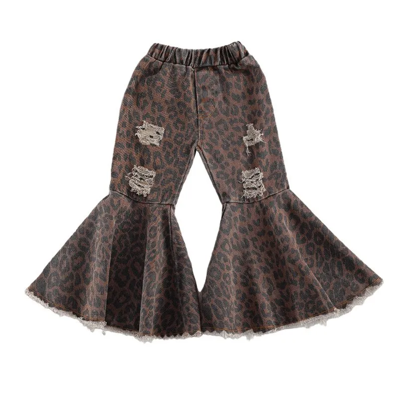 Girls leopard-print flared pants - Leopard