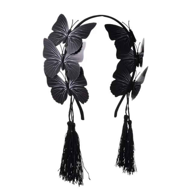 Gothic tassel black butterfly headband Black - Shop at LoveMi