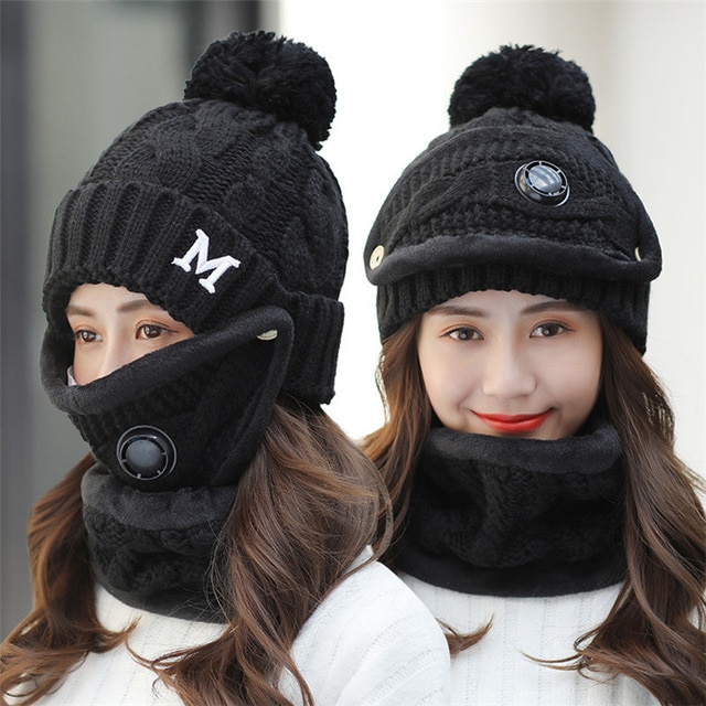 Mask dustproof and breathable woolen cap
