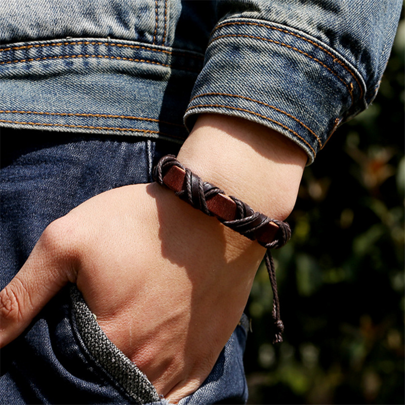 Woven leather bracelet