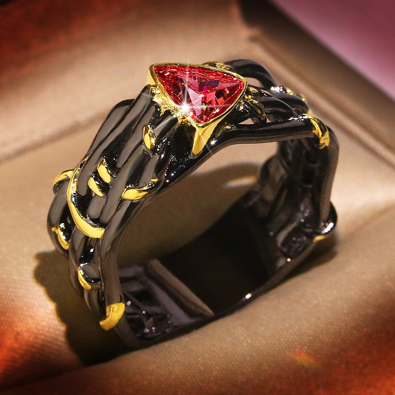 Two Tone Inlaid Topaz Ring