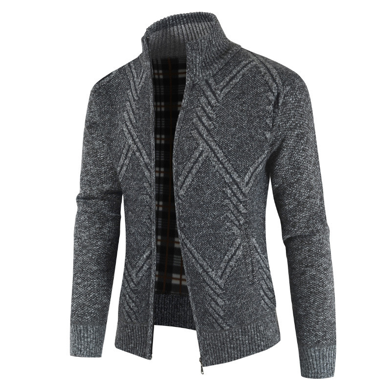 Men's casual stand collar cardigan sweater