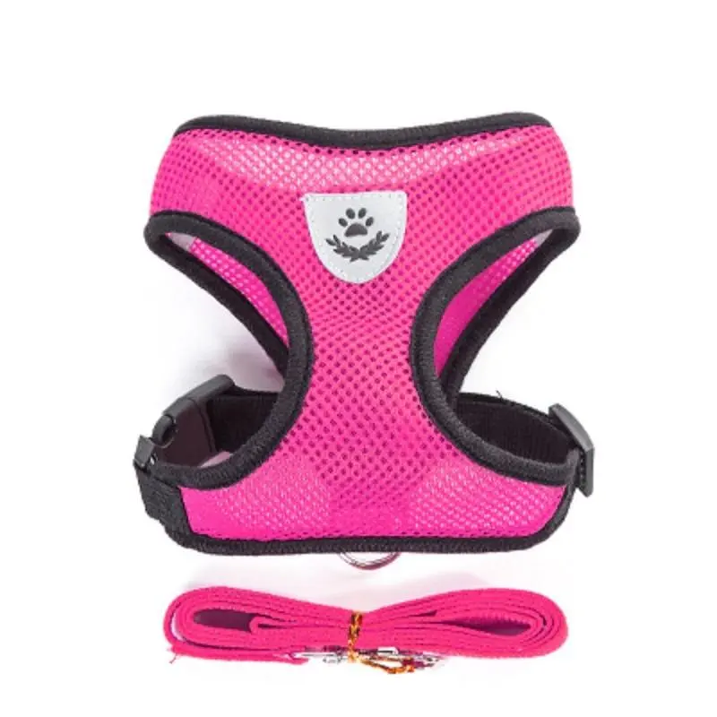 Dog's chest harness traction rope - Rose Red