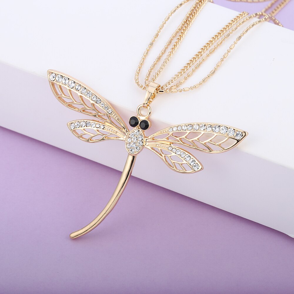 Dragonfly pendant sweater chain