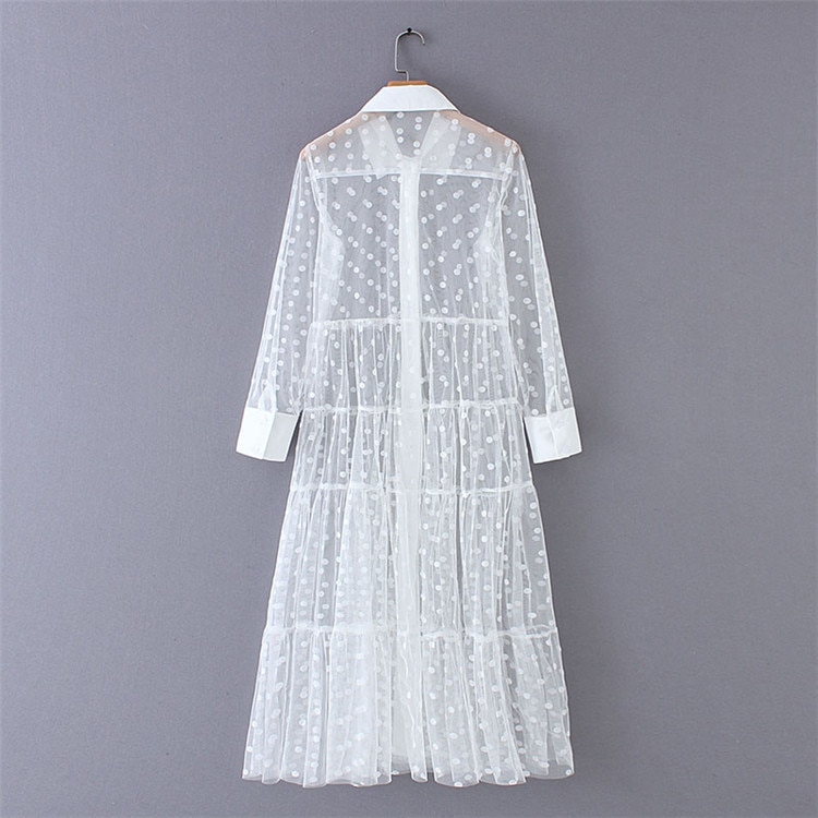 Jacquard polka dot mesh dress — view 2
