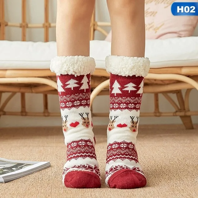 Christmas socks female autumn and winter tube floor socks Red - Shop at LoveMi