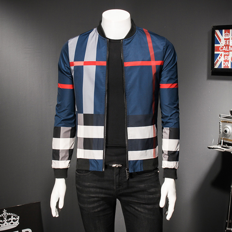 Baseball uniform plaid slim fit