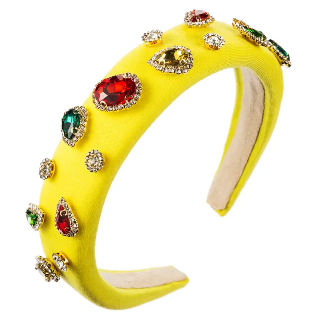 Diamond studded candy sponge headband Yellow - Shop at LoveMi
