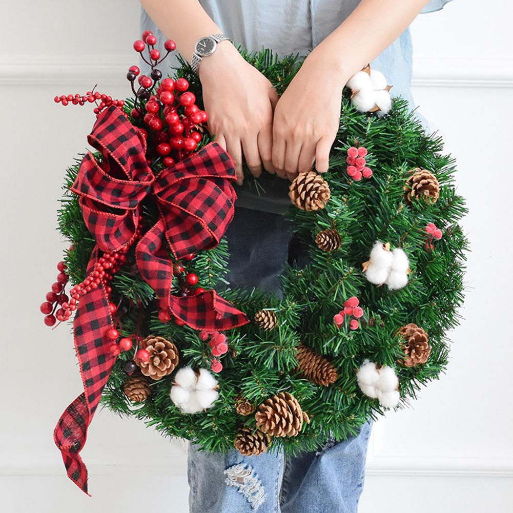 Pine Artificial Christmas Wreath Home Shopping Mall Window Door Decoration Rattan Hanging Christmas Wreath Decorations source detail image 1