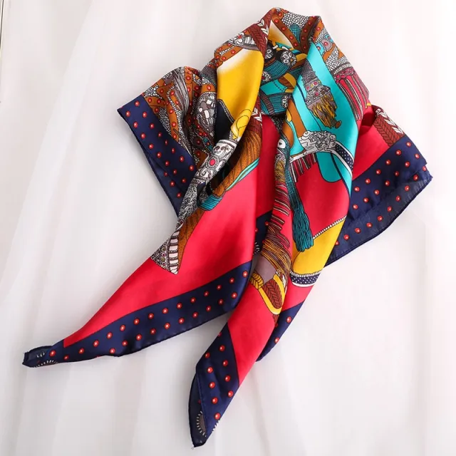 Ladies vintage silk scarf Navy Blue - Shop at LoveMi