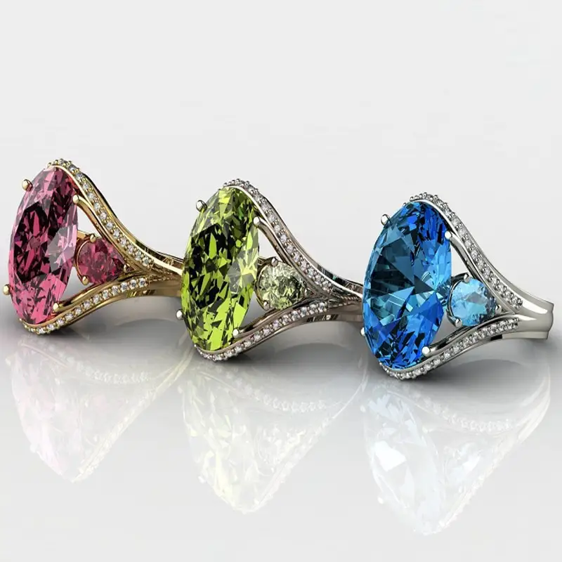 Copper Silver Plated Oval Zircon Creative Fashion