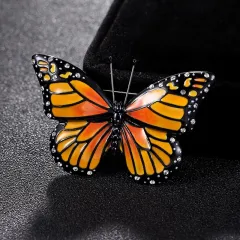 Rhinestone drip brooch butterfly pin - Black - View 1