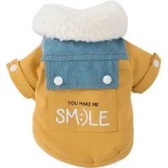 Warm Pet Coat Jacket Winter Clothes Thicken Dog Cat Outfit - Yellow - View 1