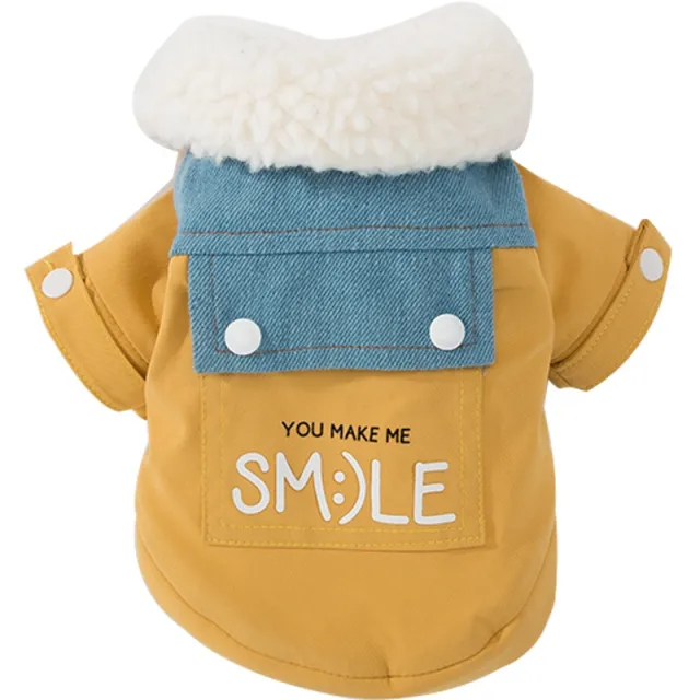 Warm Pet Coat Jacket Winter Clothes Thicken Dog Cat Outfit Yellow - Shop at LoveMi