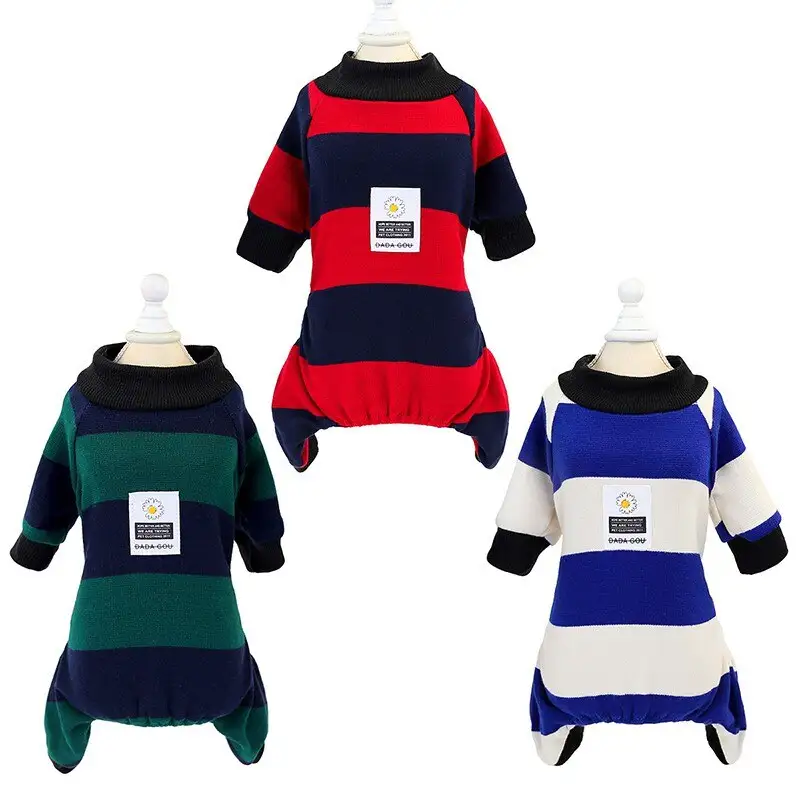 Dog clothes stripes plus velvet