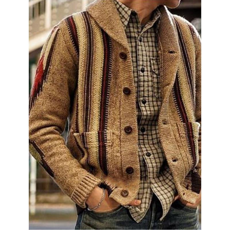 Men's long-sleeved jacquard sweater coat