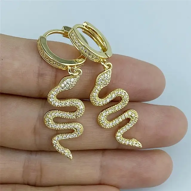 Personality big snake zircon earrings