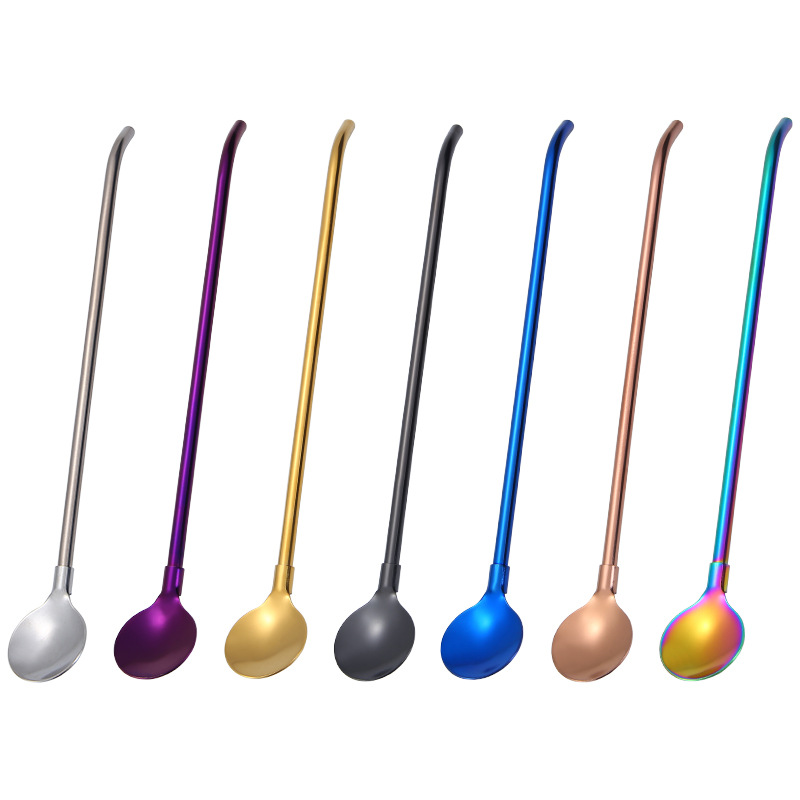 Stainless steel tableware straw spoon
