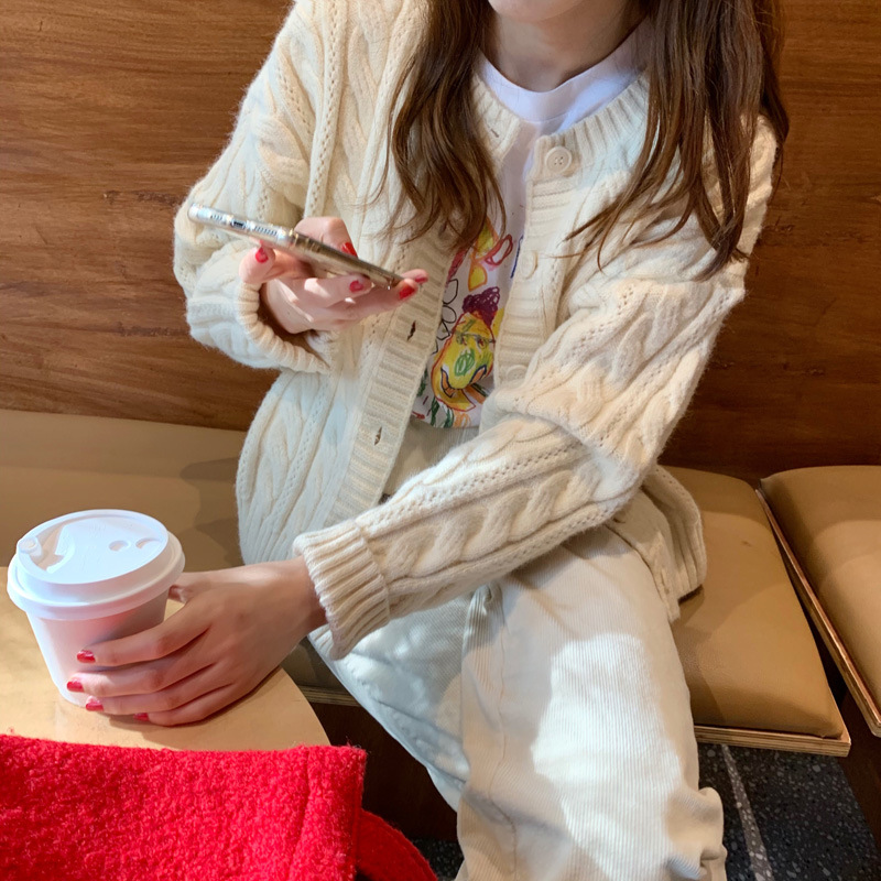 Retro twist cut out Crochet short sweater