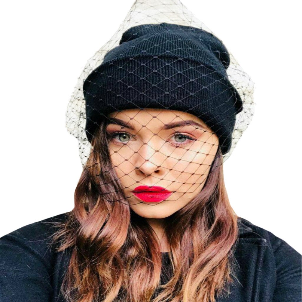 Veil knitted hat warm woolen hat