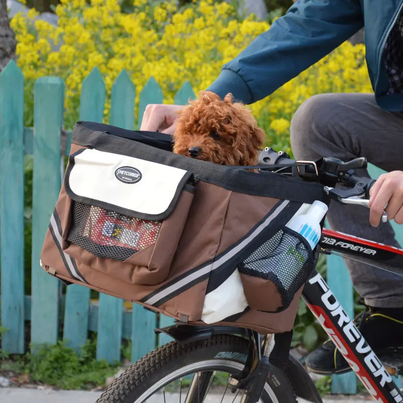 Pet Bicycle Carrier Cat Dog Bag Bike Removable Basket