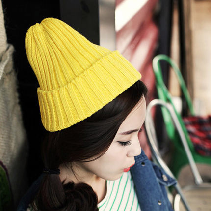 Lovers knitted hat candy color