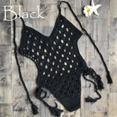 Hand-knitted swimsuit - Black - View 1