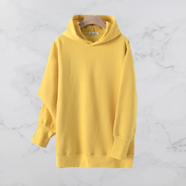 Solid color hooded sweater Yellow - Shop at LoveMi