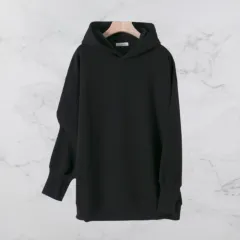 Solid color hooded sweater - Black - View 1